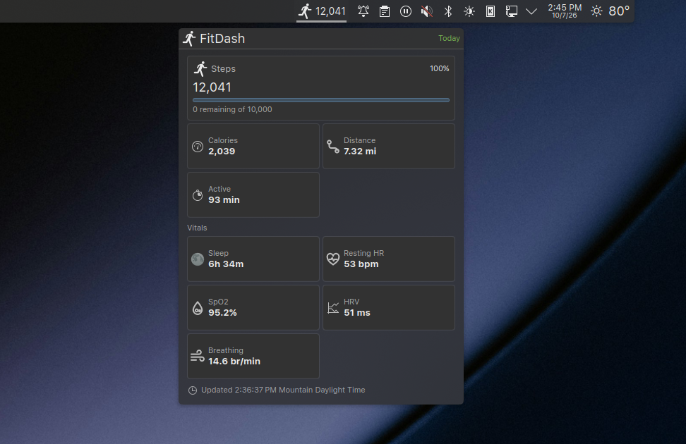 FitDash screenshot